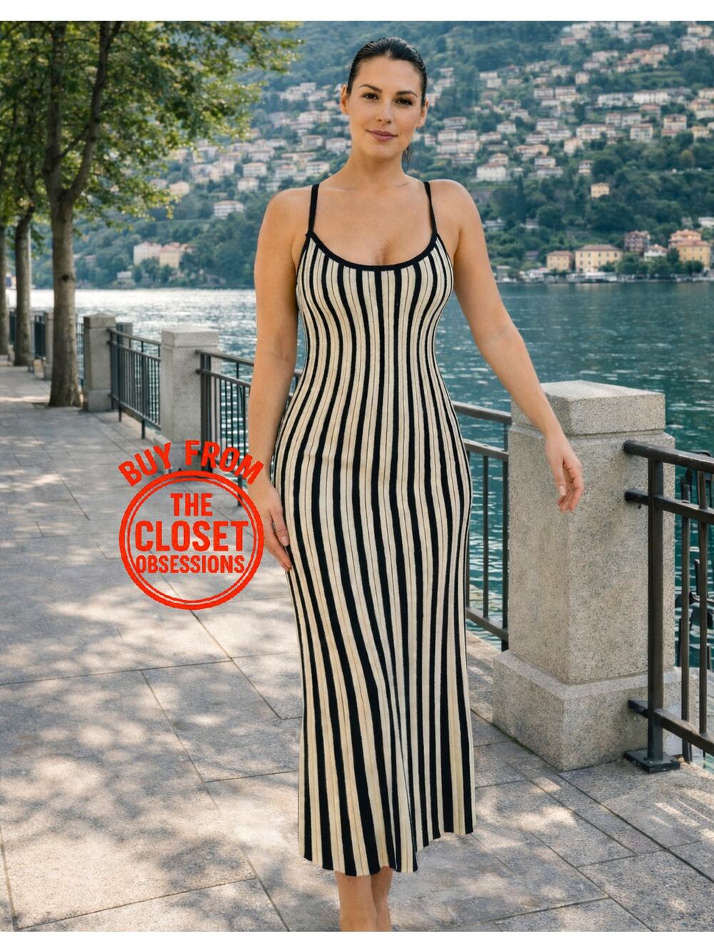 MANGO Rare Striped Knit Midi Dress NWT
